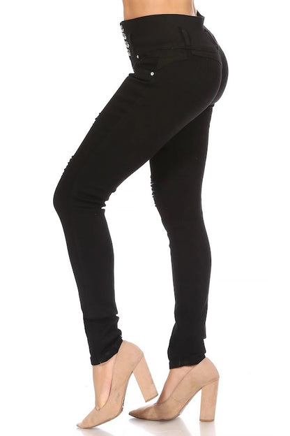 Raven Distressed, No Pocket Jeans