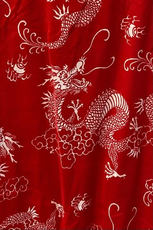 Dragon Print Leggings - Red - Close Up