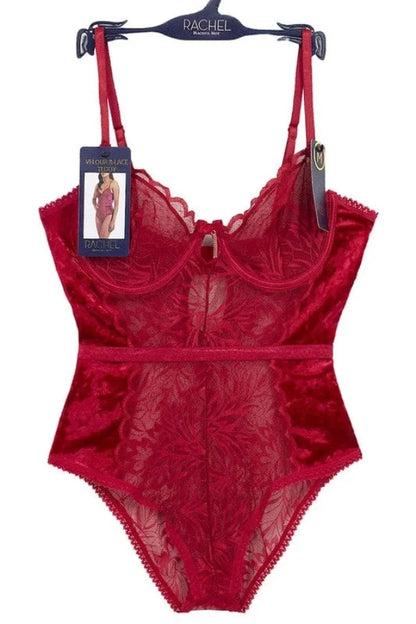 Velour & Lace Teddy - Red