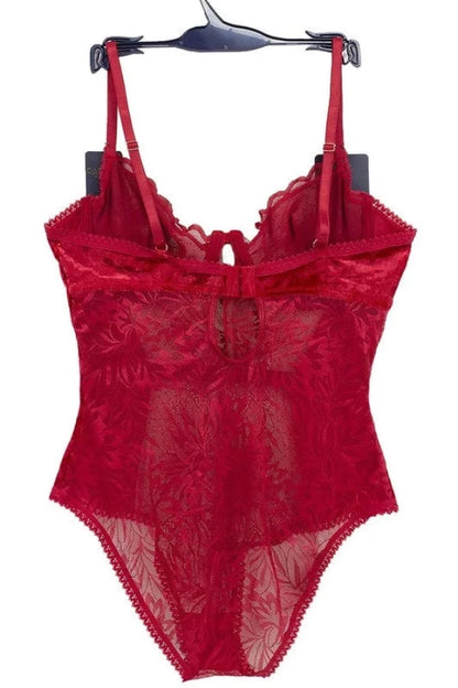 Velour & Lace Teddy - Red - Back View
