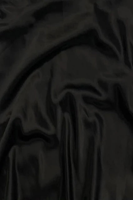 Satin Asymmetrical One Shoulder Dress - Black - Close Up