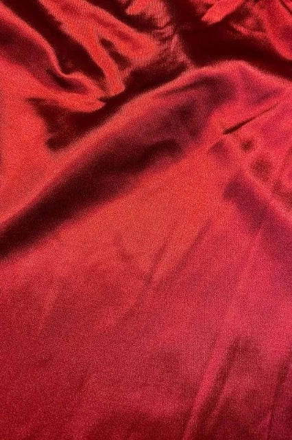 Satin Asymmetrical One Shoulder Dress - Red - Close Up